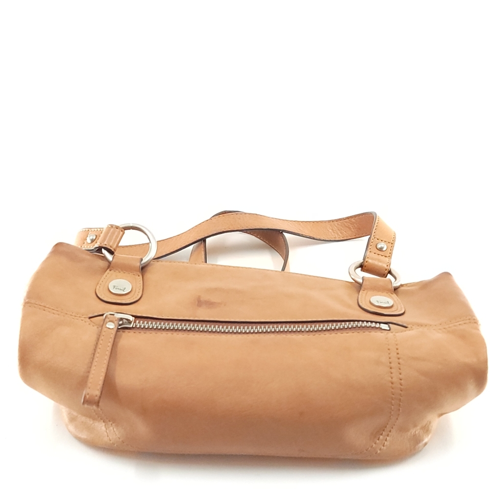 Fossil Shoulder Handbag Tan Leather Distressed Floppy - Picture 16 of 16